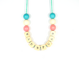 Houten kralenketting Pink & Petrol - WauwPauw