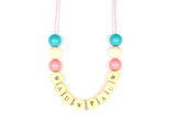 Houten kralenketting Pink & Petrol - WauwPauw