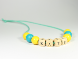Houten kralenketting Yellow & Bluegreen - WauwPauw