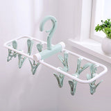 12 Clip Folding Drying Rack Underwear Socks Clip Multi-functional Clothes Rack Plastic Portable Cloth Drying Rack - WauwPauw